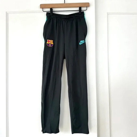 Nike FC Barcelona‎ Soccer Track Pants Kids L Black Teal Dri-FIT Youth Soccer