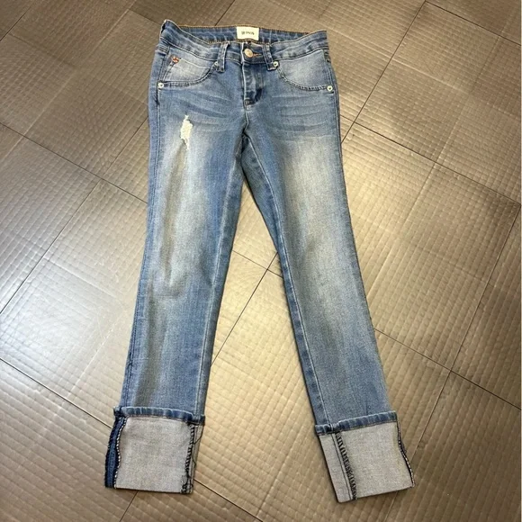 HUDSON GIRLS JEANS CROPPED CUFFED DENIM SIZE 12