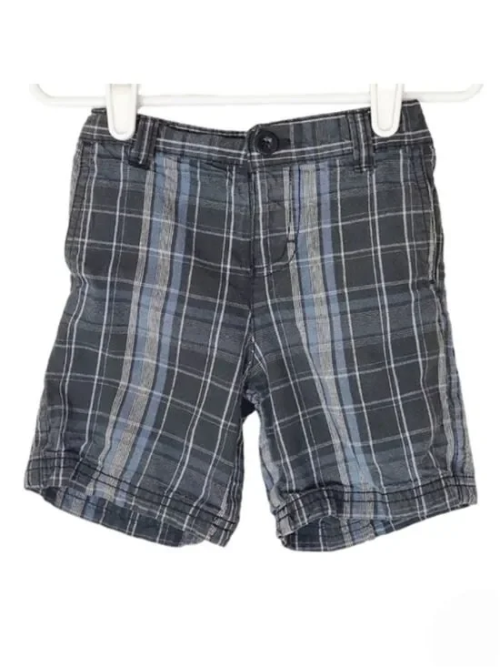 K1265 * Dickies Boys Plaid Shorts Black/Gray Blue Size 18M