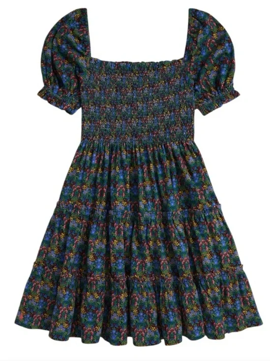 Ralph Lauren Girls Floral Smocked Cotton Jersey Dress