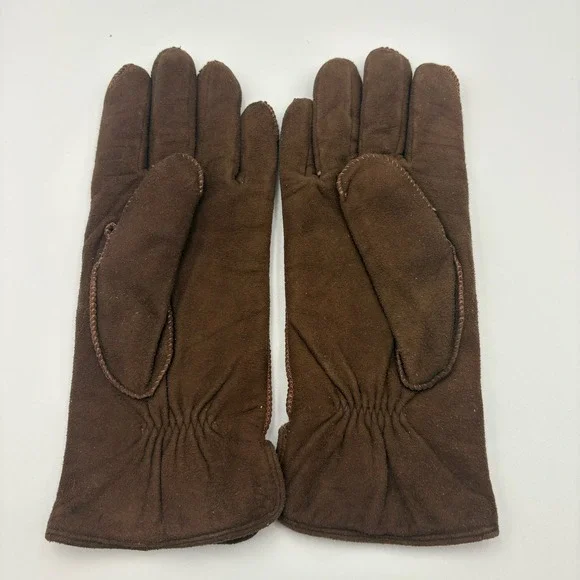 Bill Blass Grandoe Wool Mink Brown Gloves Size Womens‎ Large Warm Winter Fingers