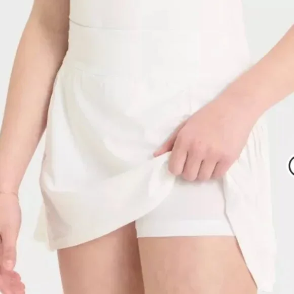 All in Motion Girls White Athletic Skort Tennis Golf Skirt with Shorts Size L