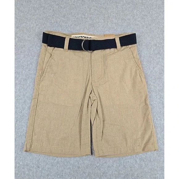 Distortion Short Boys Size 4 Chino Shorts with‎ Belt Bermuda Khaki NWT