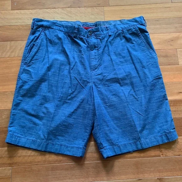 Tommy Hilfiger 42 Chino Shorts Blue Excellent Textured Cotton Flat Front Pockets