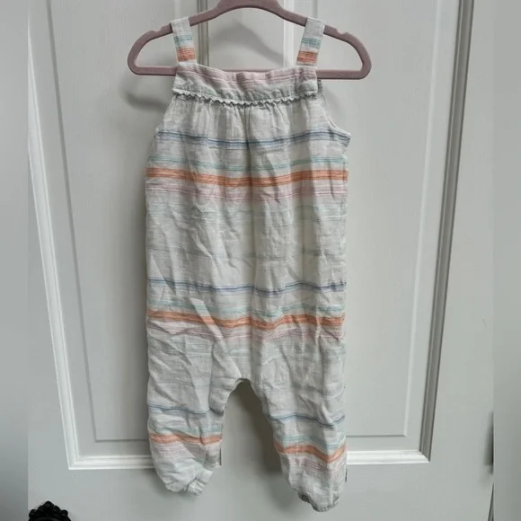 Ralph Lauren 12M White Multicolored Stripe Tank Top Jumpsuit
