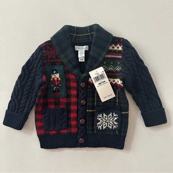 Ralph Lauren 9-12 Months Baby Boy Holiday Christmas Cardigan Sweater Nutcracker