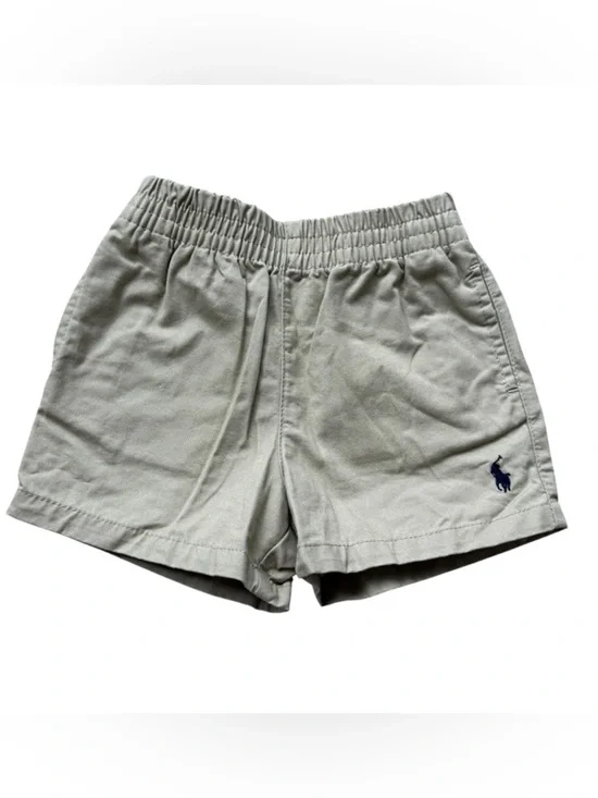Ralph Lauren Khaki Elastic Waist Shorts Blue Pony Casual Preppy 3 Months Baby