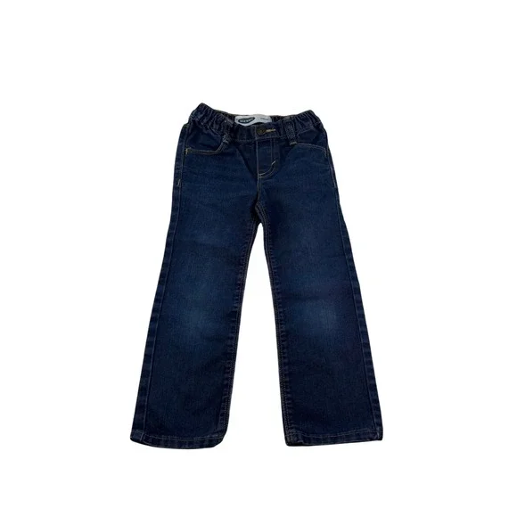 Old Navy Boys Dark Wash Straight Leg Jeans Elastic Waist Size 4T Blue Denim