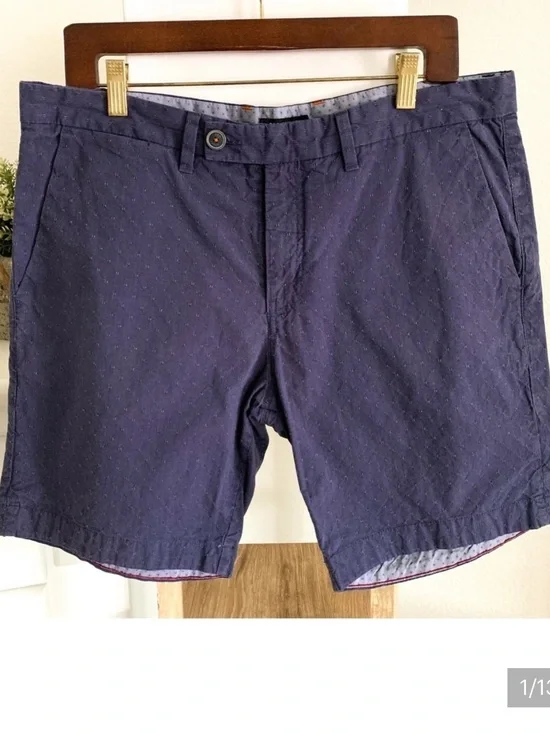 Ted Baker London Navy Blue Flat Front Shorts