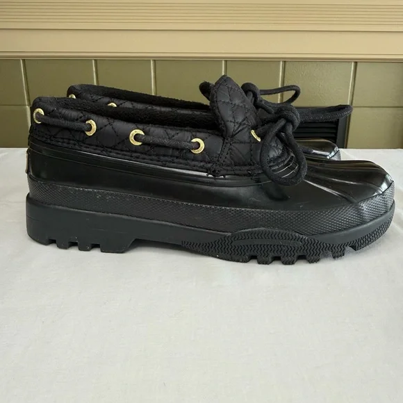 EUC Sperry Waterproof Rubber Quilted Fleece Loafers-Black-Women’s Size 6