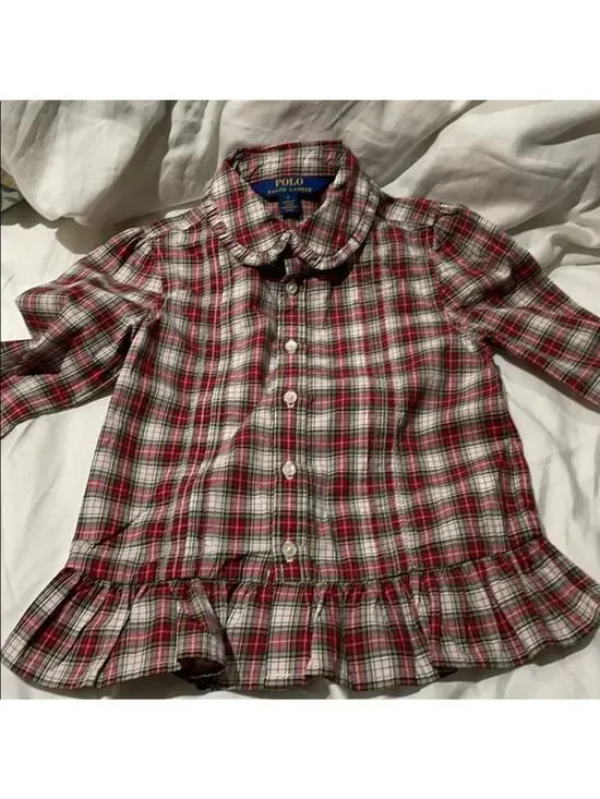 Ralph Lauren 4 red plaid button down blouse NWOT