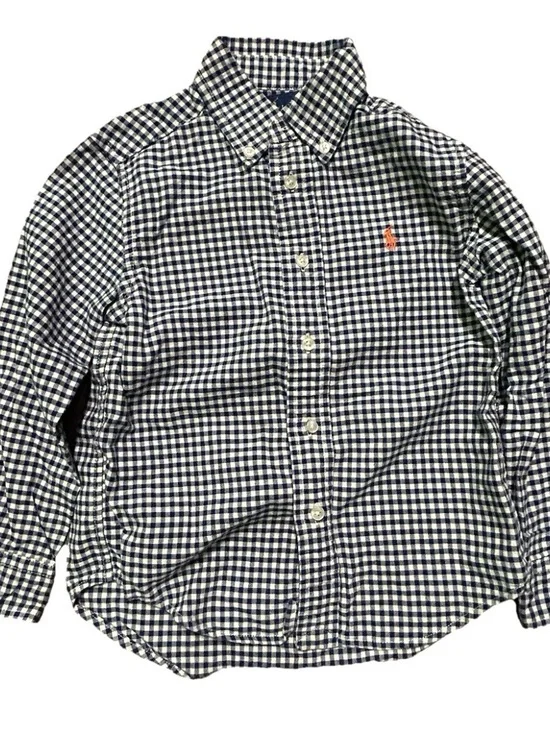 Toddler Boy Ralph Lauren Blue White Plaid Shirt Size 4T