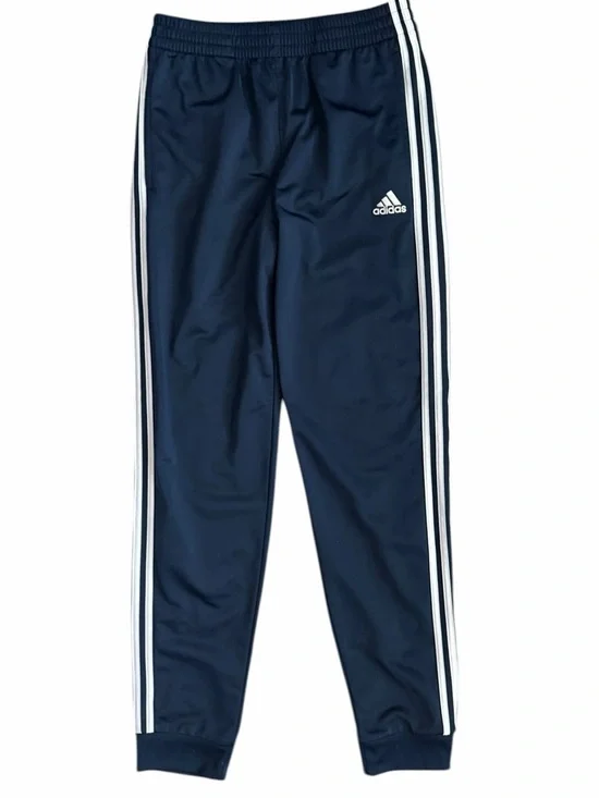 Adidas Navy Blue Tricot Youth Track Pants with White Stripes YL 14/16