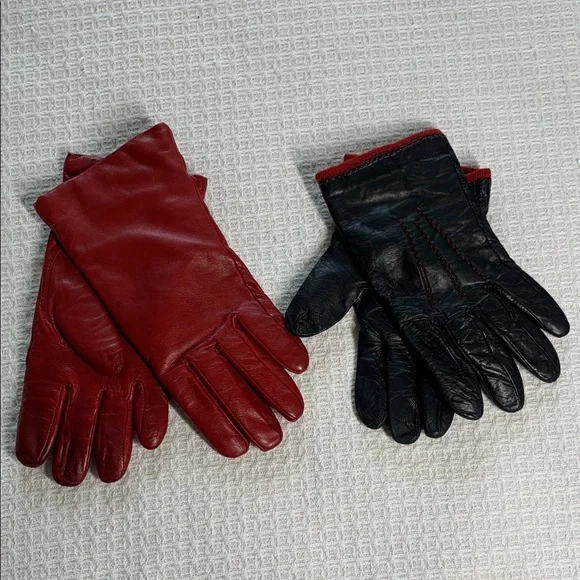 Brooks brothers leather driving gloves two pairs red and black
