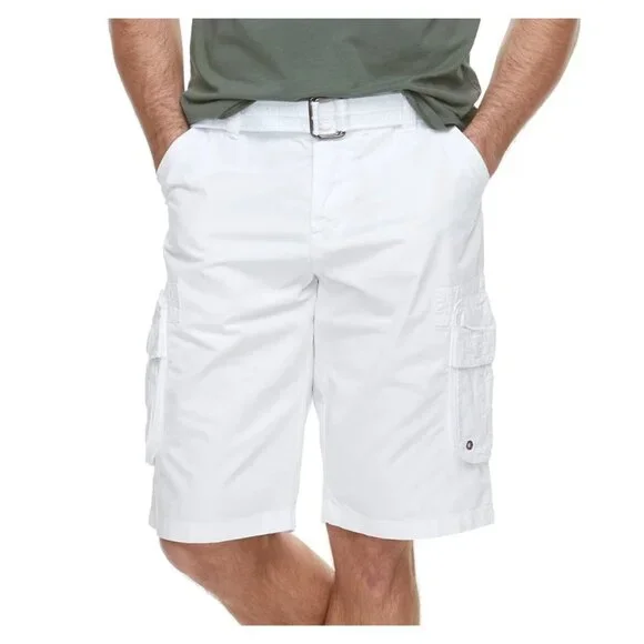 RawX Regular-Fit Belted White Cargo Shorts‎ Tailored Men size 38