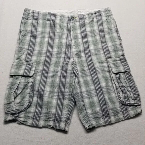 Tommy Bahama Mens 38 Shorts Blue Plaid Seersucker Cargo Beach Relax Resort 11.5