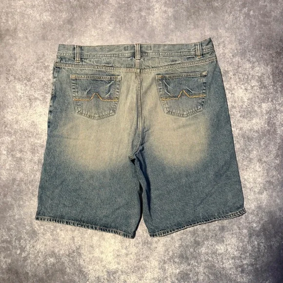 Y2K Urban Pipeline Mens Blue Denim Jean Shorts Size 40 Baggy Relaxed Fit‎ Cotton