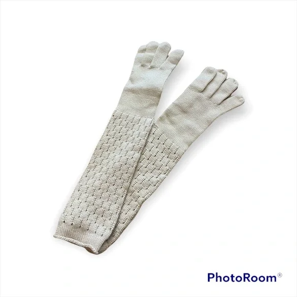 Loro Piana baby cashmere long pointelle gloves