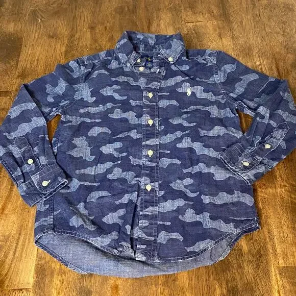 Ralph Lauren‎ denim camouflage long sleeve button up shirt SIZE 5