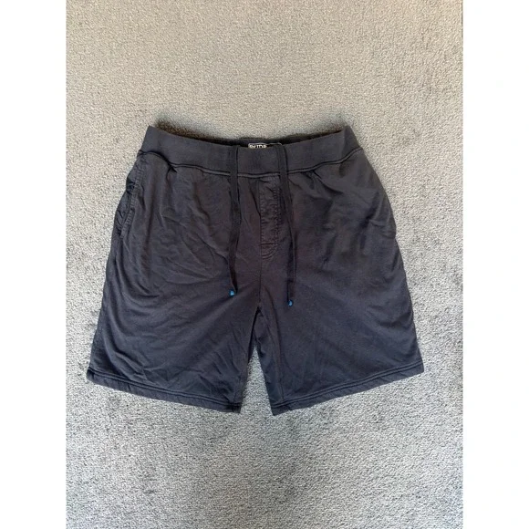 DudeRobe Sweat Shorts Men Large/XL Black Cotton Drawstring Pockets Elastic Waist