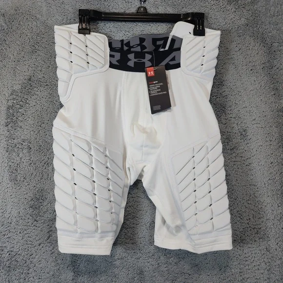 Under Armour Compression Padded Shorts Men XL White HeatGear Football Tights NWT