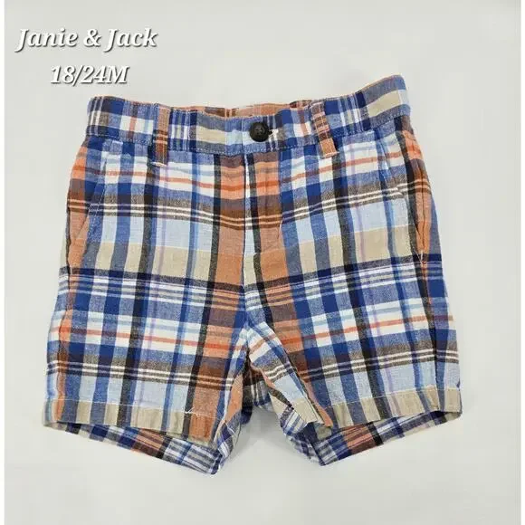 Janie and Jack Linen Blend Plaid Shorts – Size 18-24 Months