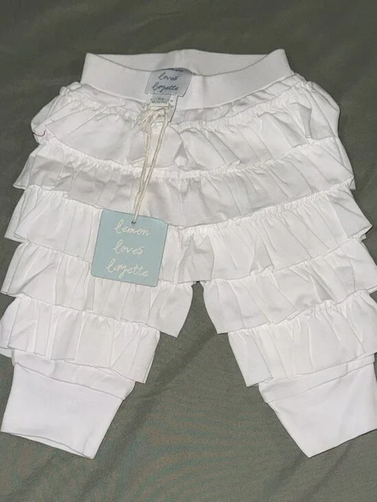 Lemon Loves Layette Ruffle Pants | Pima Cotton Boutique Baby | Size 0–3M