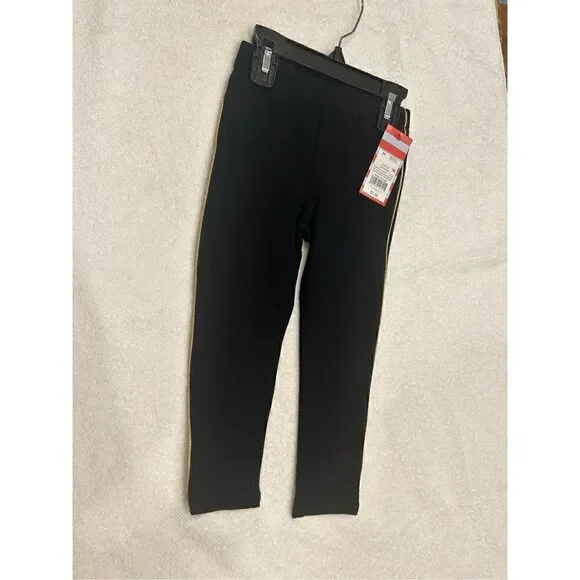 NWT 3T black leggings gold trim on sides elastic waist