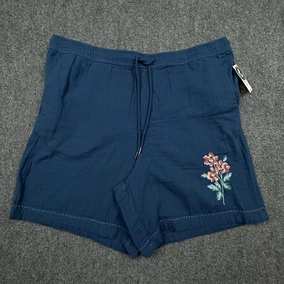 Aeropostale Shorts Mens XL Blue All Day Jogger Floral Embroidered 7 Inseam