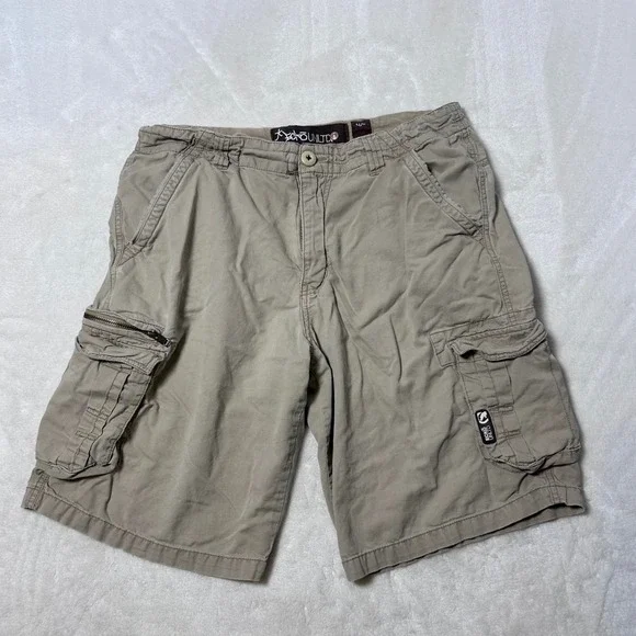 Ecko Unltd. Shorts Mens 34 tan Cargo Pockets Lightweight Y2K Grunge Hip Hop