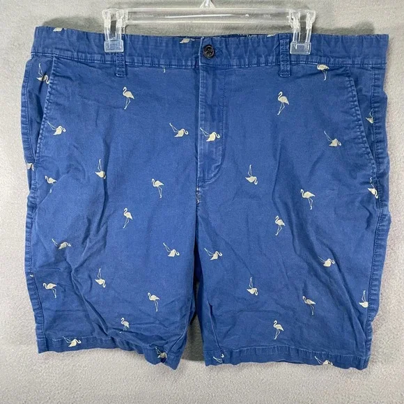 Falls Creek‎ Flamingo Print Shorts Mens 42 Blue Stretch Chino Casual