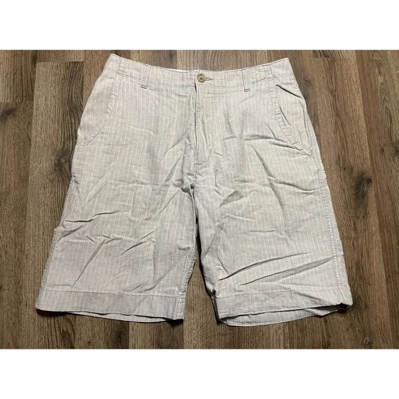 Banana Republic Shorts, Men's Size 32, Tan, Stripes, Flat Front, Chino, Pockets