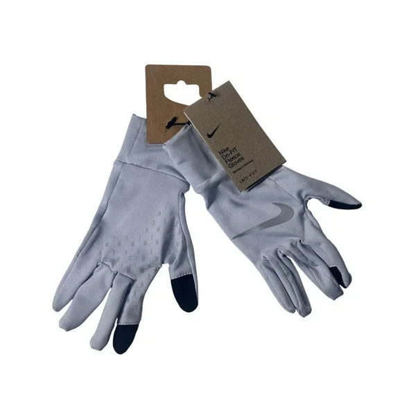 Nike Dri FIT Fleece Gloves Womens Running XS S Silver Touchscreen‎ Warm NEW