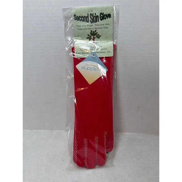 Evan Maxwell‎ Second Skin Glove Women OS Red Supplex Lycra Gardening Grip M9278