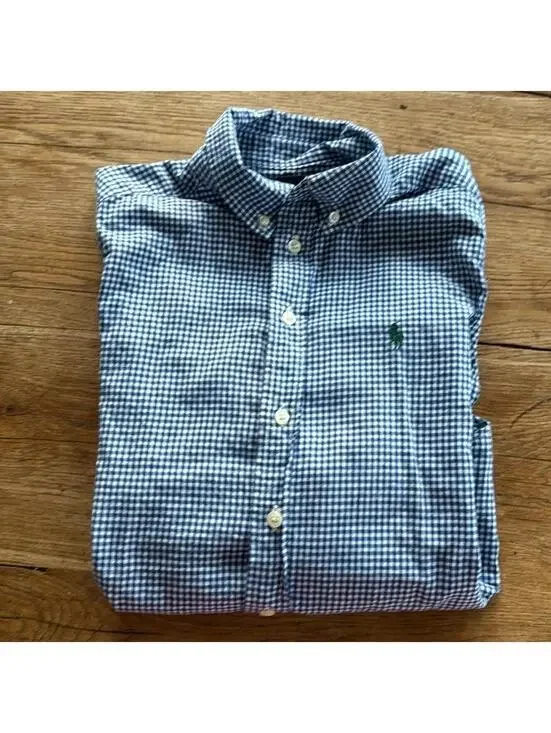 Ralph Lauren Long Sleeve Striped Plaid, Button Up Shirt Medium Youth