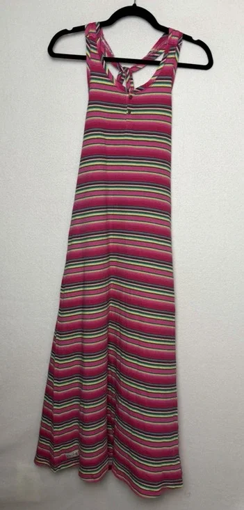 Ralph Lauren Girls Tank Maxi-Dress Pink Striped Size XL (16) Lightweight Cotton