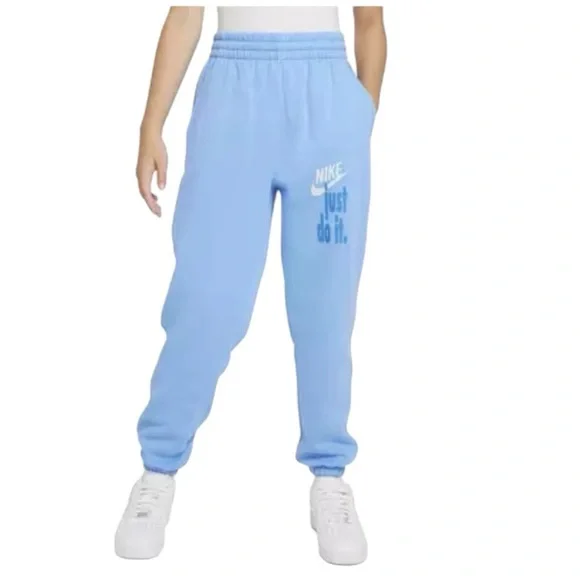 NWT‎ Nike Kids Unisex Loose Fit Light Blue Sweatpants Comfy Casual Athleisure