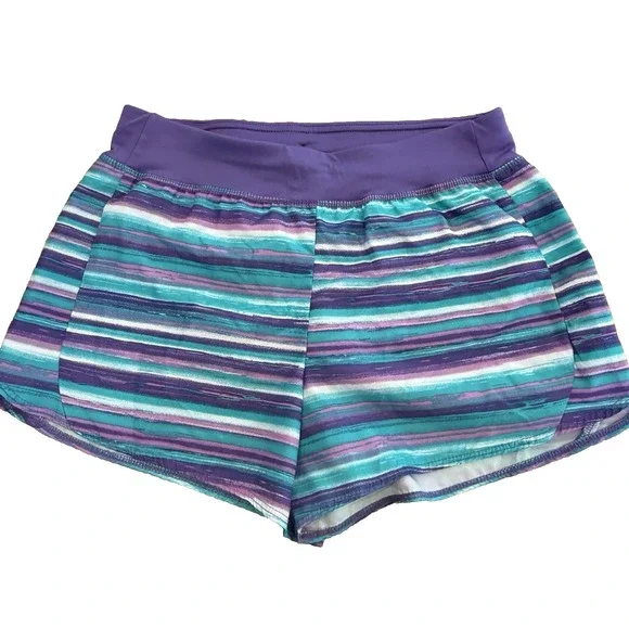 Athletic Works DriWorks Girls Active Running Shorts Purple Teal Lined Size 14/16
