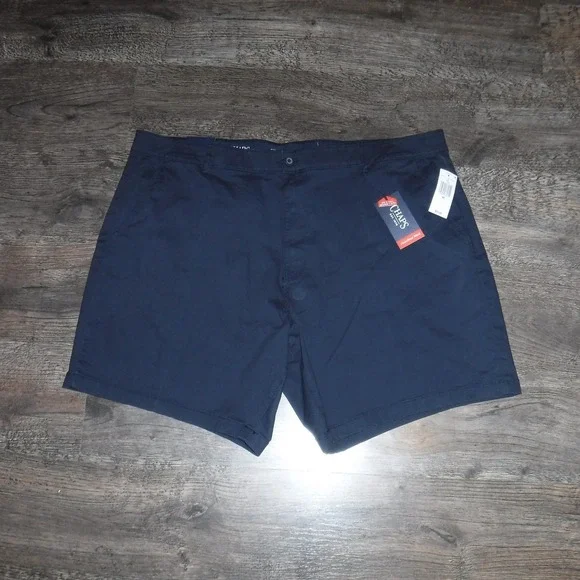 Chaps Big Tall Coastal Wash Flat Front‎ Shorts Navy Blue Size 48