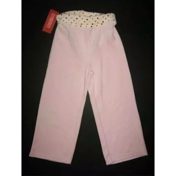 NEW Gymboree girls 2 3 2T velour light pink fold over waist yoga pants polka dot