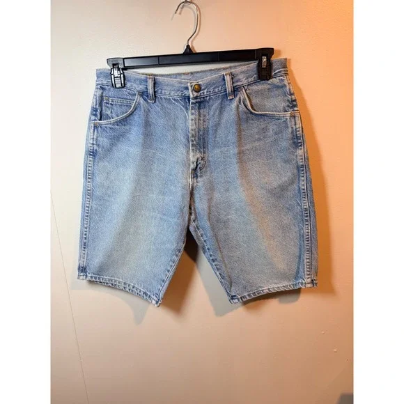Wrangler Mens‎ Denim Shorts Light Wash Authentic Jeans Size 18 Husky