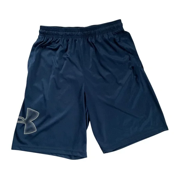 Under Armour Mens Navy Blue Loose Fit Mesh‎ Pocket Athletic Gym Workout Shorts M