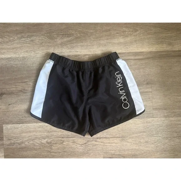 Calvin Klein Performance Kids Black White Logo Athletic Shorts Size L 12/14