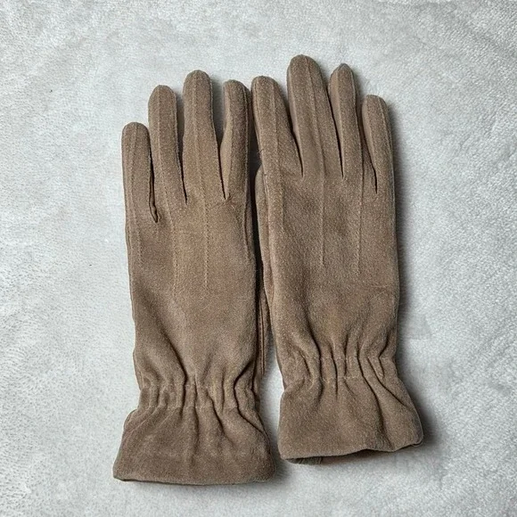Vintage Isotoner Tan leather‎ gloves with suede interior #tanleathergloves