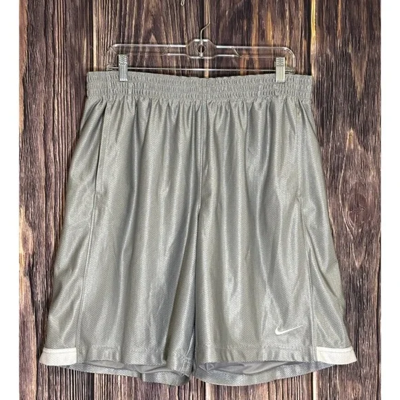 NIKE MENS GRAY BASKETBALL SHORTS SIZE XL 480400-070 GRAY POCKETS LINED