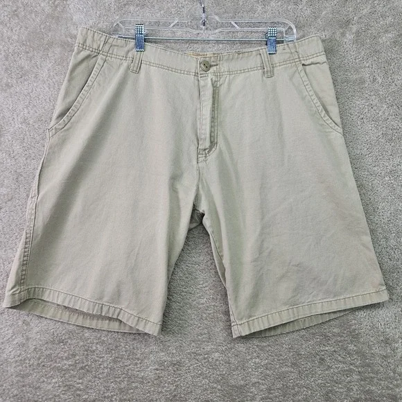 Iron Co Shorts Mens Size 36 Khaki Beige Chino Flat Front Casual 10