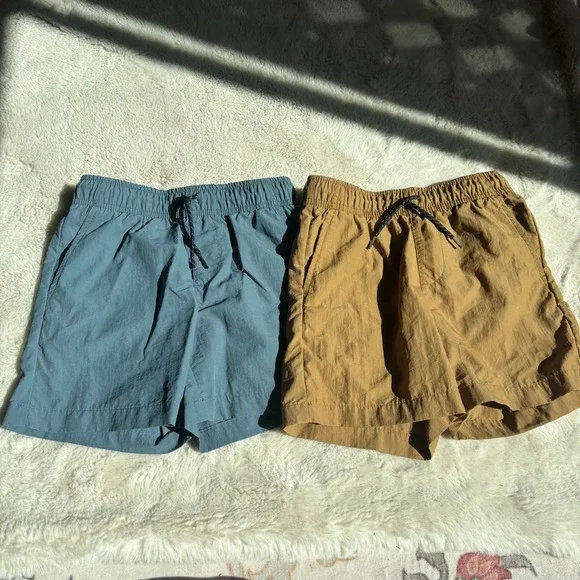 Old Navy Quick Dry Dock Shorts Kids Size S 6-7 Blue Tan 2 Pack Excellent