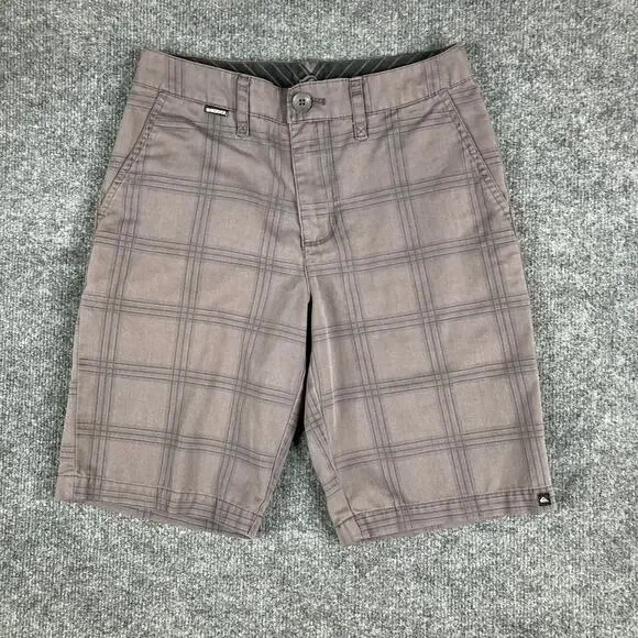 Quiksilver Shorts‎ Boys Size 26 Gray Plaid Casual Chino Skate Surf Style