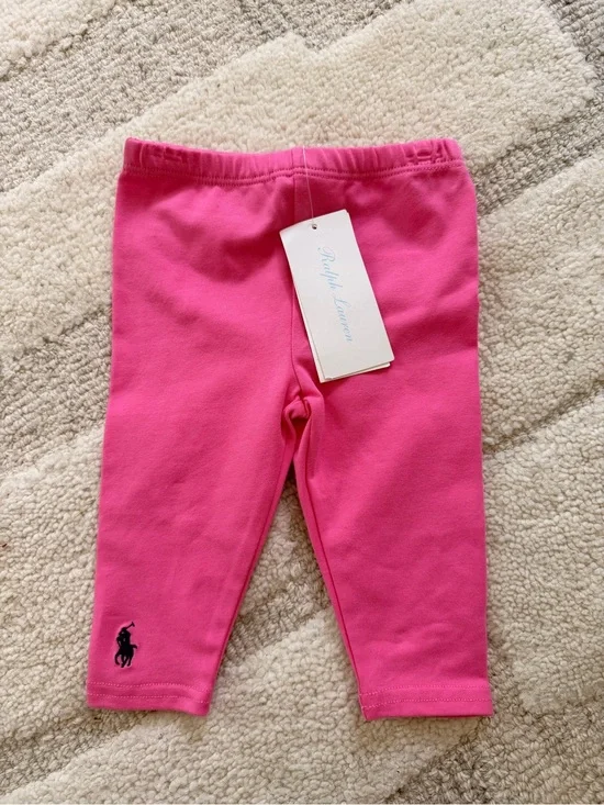 Ralph Lauren Girls Hot Pink Logo Leggings