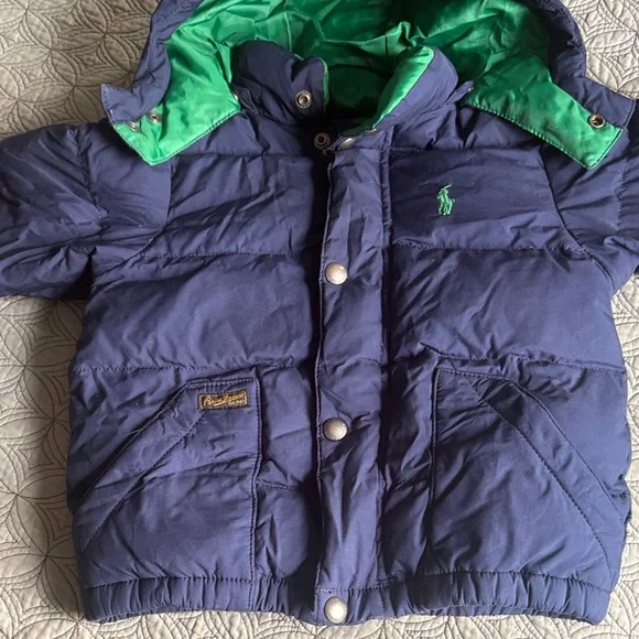 Ralph Lauren Kids Puffer Jacket in Navy and Green